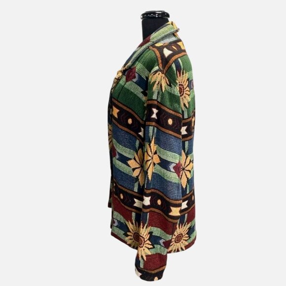 Vintage Painted Pony Western USA Made Jacket Woven Knit Tapestry Blazer One Size - Picture 7 of 12